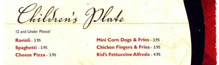 kid's menu